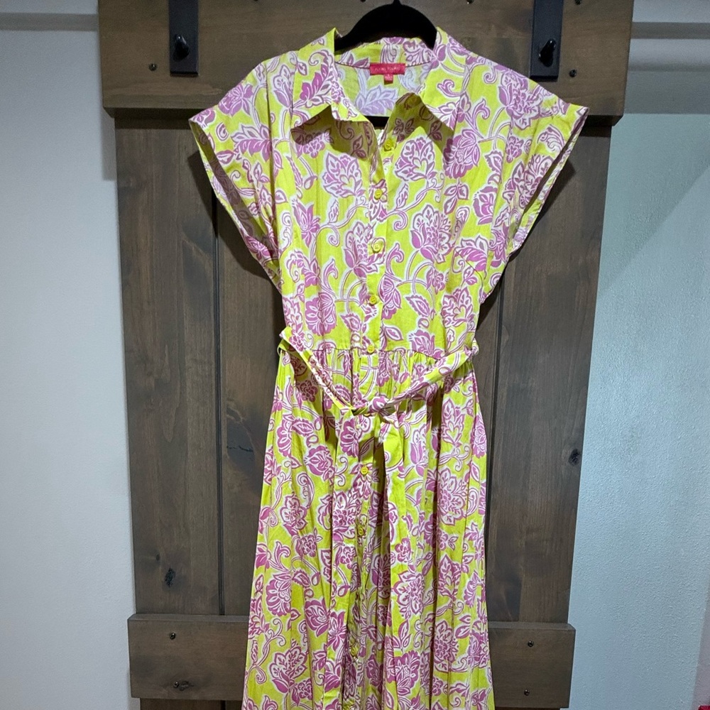 Flying Tomato Yellow Pink Buttoned Maxi Sundress